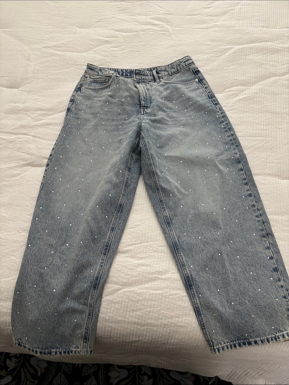 Rhinestone barrel jeans from Loft